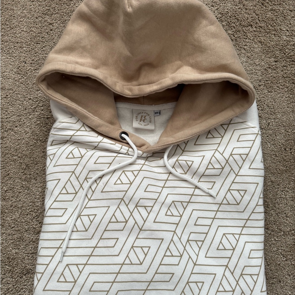 #105 FC CINCINNATI (FOR CINCY FOR CLUB) Stylish White and Tan Hoodie - Picture 15 of 16
